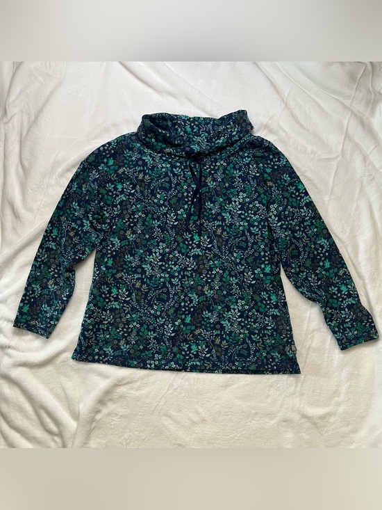 Talbots Sweaters - T by Talbots Cowl Neck Floral Pullover Top Size LP Blue Green Botanical